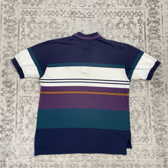 Vintage Knights of the Round Table Striped Rugby Shirt Sports Polo Size XL - Picture 4 of 5